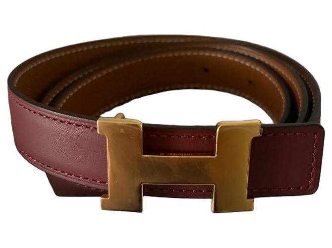 Cinto Reversível Hermès Constance 90 cm Marrom Bordeaux