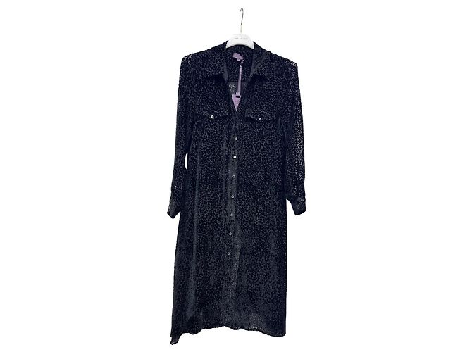 Hale Bob Samt-Hemdkleid mit schwarzem Leopardenprint