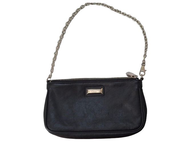 Pochette Dior en cuir noir