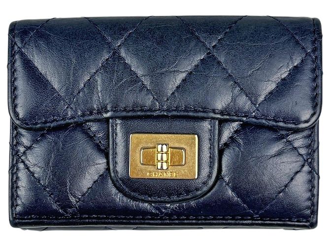 Chanel Navy Tri-fold Wallet Navy blue