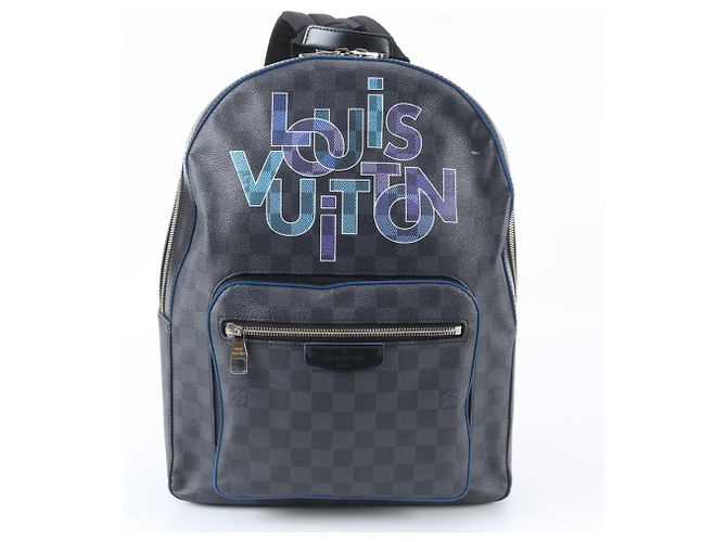 Mochila de couro Josh Damier Graphite Louis Vuitton Preto Damier ebene