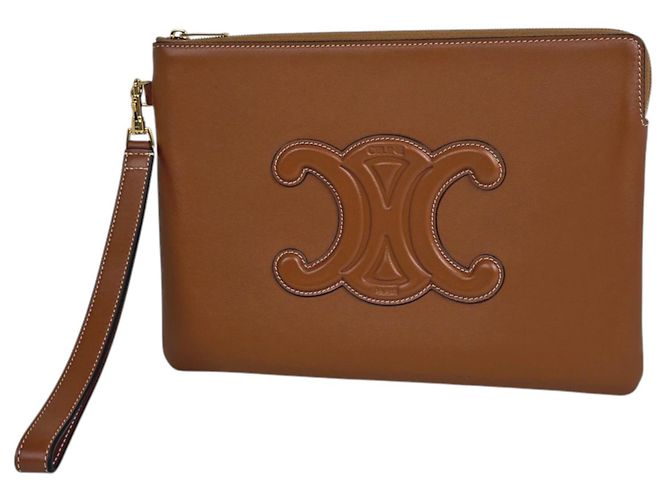 Céline Clutch Celine Second Bag Triomphe Marrone 