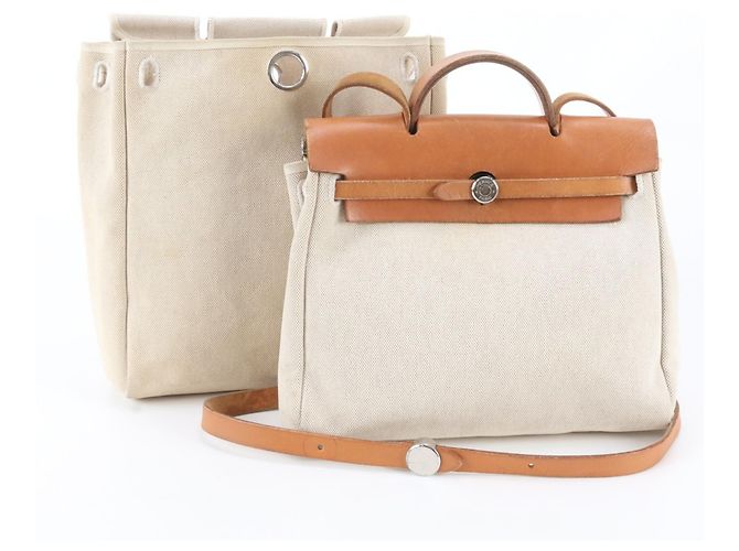 Herbag Hermès Borsa a tracolla Hermes Her Bag PM in pelle Beige Cammello