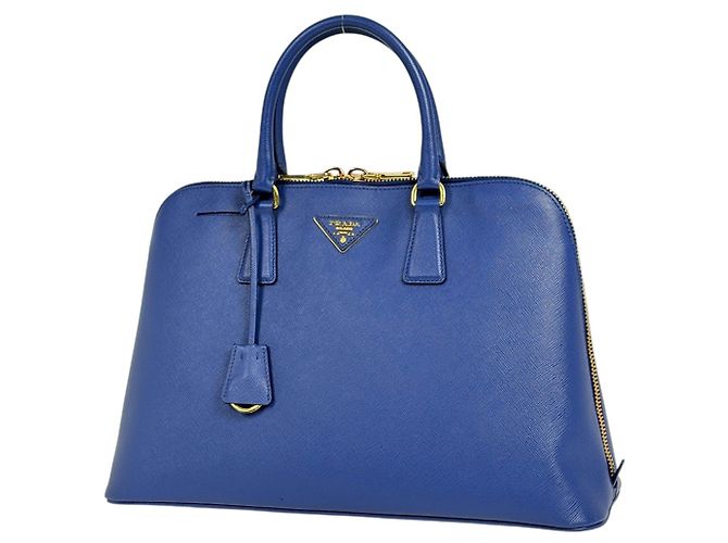 Bolsa Prada em couro Saffiano azul