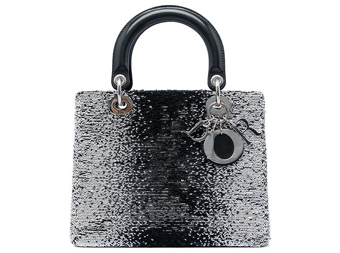 Dior Black Medium Sequins Lady Dior Noir