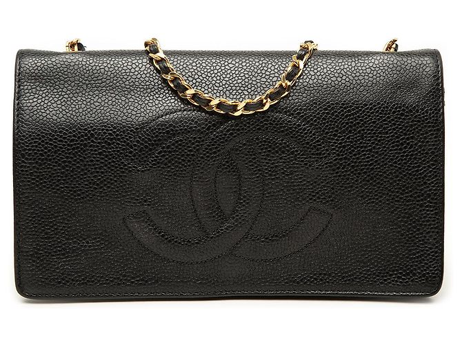 Chanel Black CC Caviar Wallet On Chain Noir