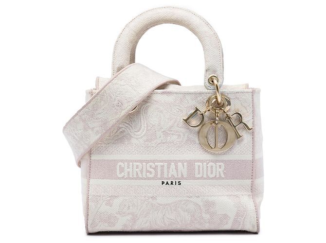 Dior Pink Medium Embroidered Canvas Toile De Jouy Lady D Lite Rosa