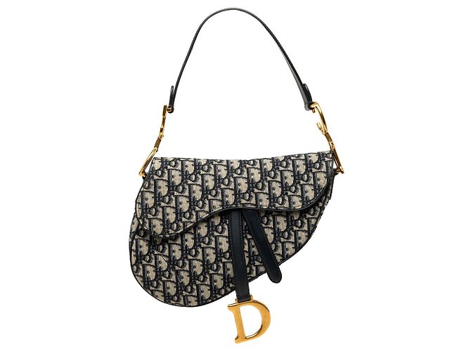 Borsa Saddle Dior in tela Oblique blu
