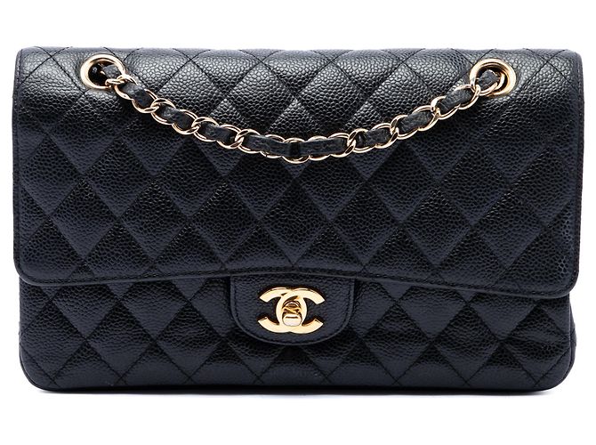 Chanel Black Medium Classic Caviar Double Flap Noir