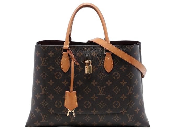 Borsa Tote Louis Vuitton Brown Monogram Flower Marrone