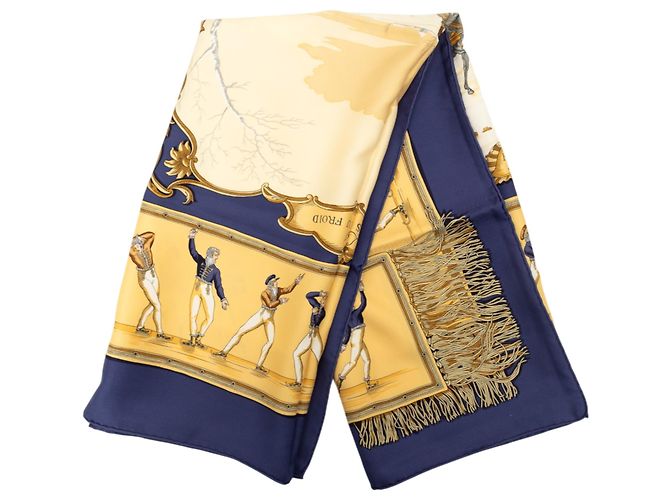 Lenço de seda Hermès Beige Les Plaisirs du Froid 90