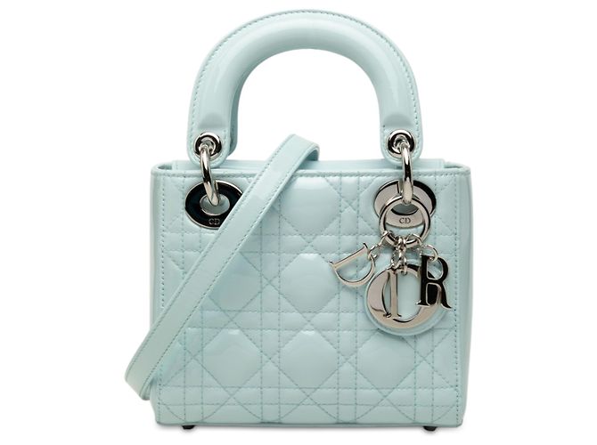 Dior Blue Mini Patent Cannage Lady Dior Bleu Bleu clair