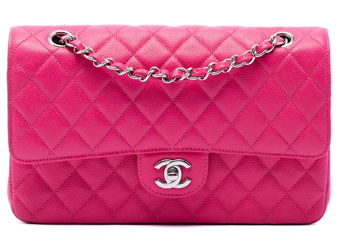 Chanel Pink Medium Classic Caviar Double Flap Rose