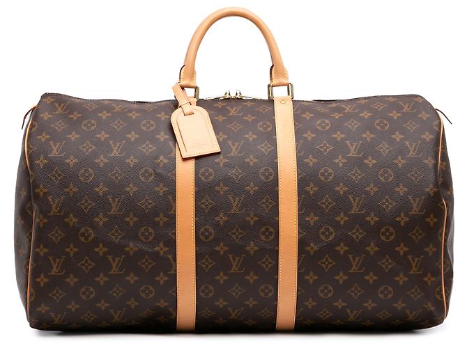 Louis Vuitton Brown Monogram Keepall 55 Marrom