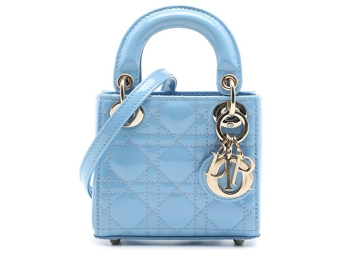 Dior Blue Micro Patent Cannage Lady Dior Azul Azul claro