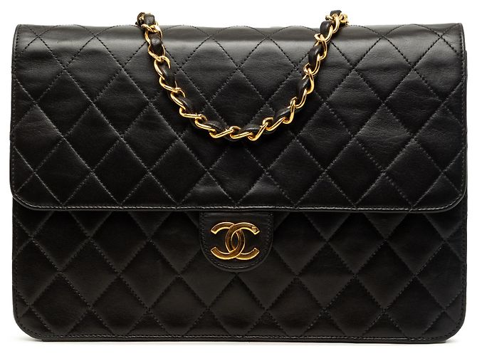 Chanel Black Medium CC Quilted Lambskin Single Flap Noir