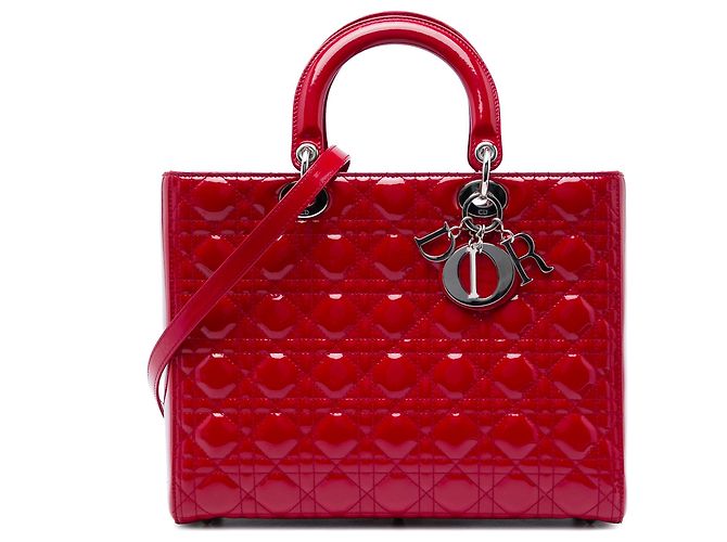 Dior Red Large Patent Cannage Lady Dior Rosso