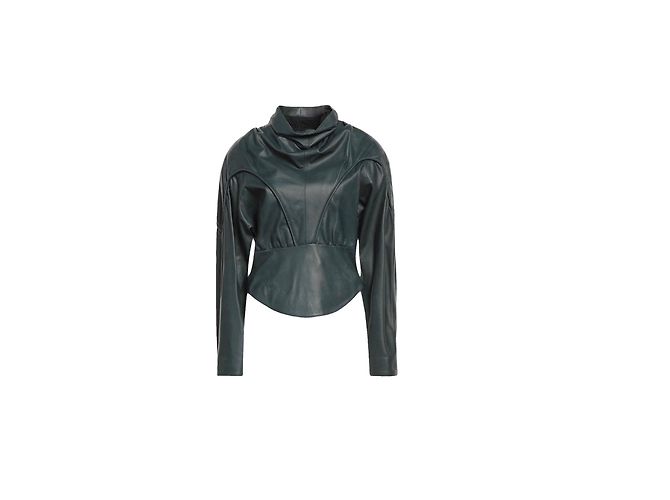 Top de cuero verde oscuro Isabel Marant "Loneya"