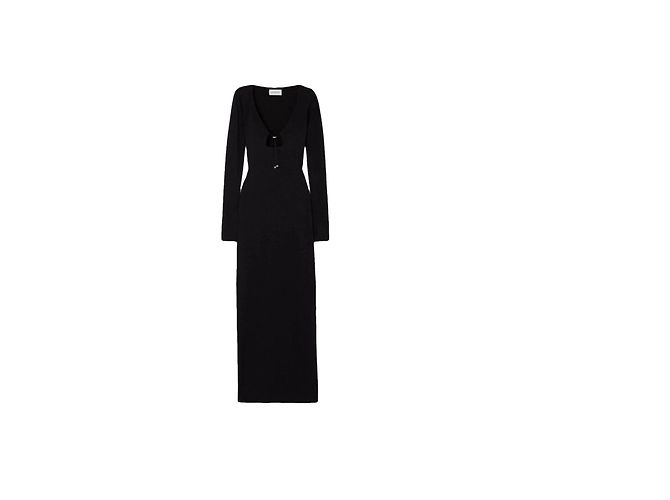 Autre Marque 16ARLINGTON Schwarzes Rippstrick Maxi-Kleid