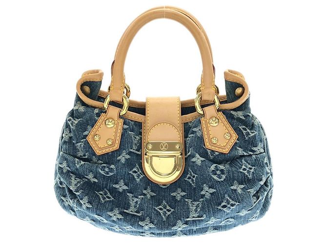 Borsa a mano Louis Vuitton Monogram Denim Pleaty Blu