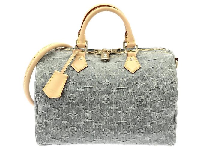 Borsa a tracolla Louis Vuitton Monogram Denim Speedy Soft Marrone