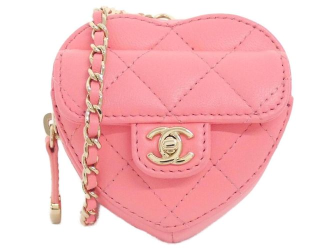 Monedero Chanel de piel de cordero rosa