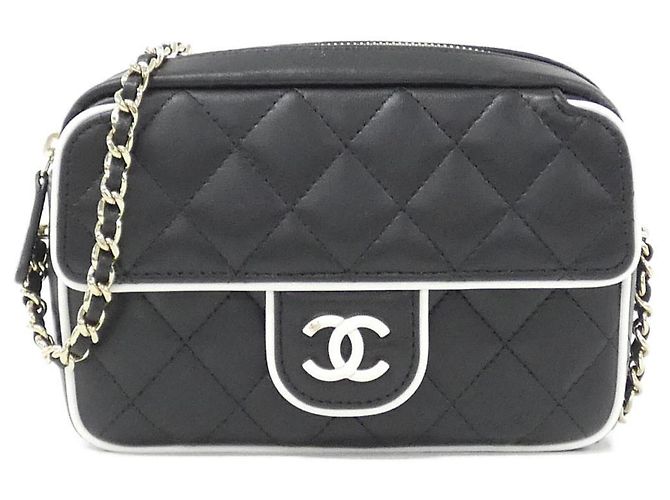 Chanel AP4516 Handtasche aus Lammleder Schwarz Weiß