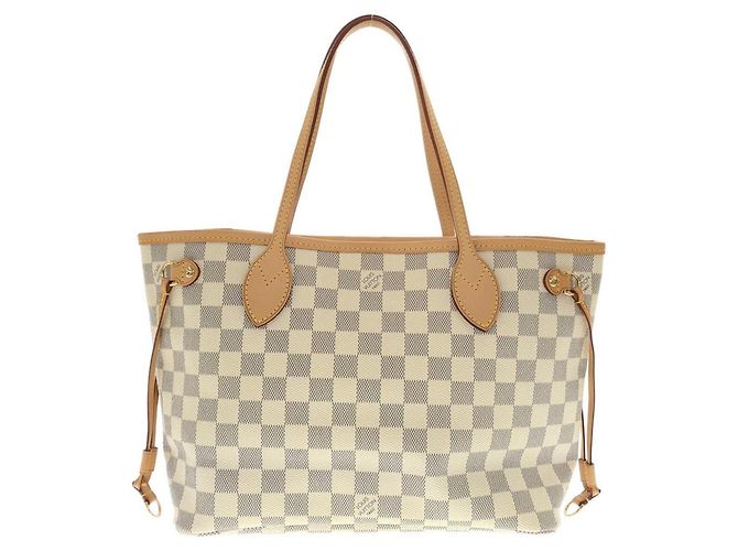Louis Vuitton Damier Azur Neverfull Handbag White Blue