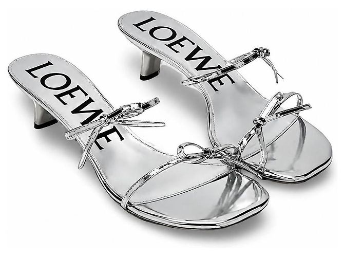 Loewe silver heel sandals with bow Silvery