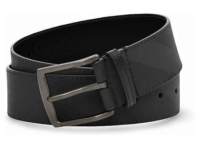 Burberry Ledergürtel mit Karomuster Schwarz