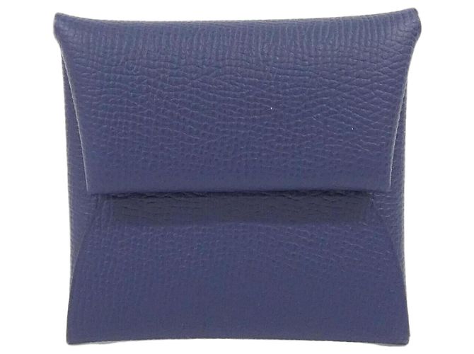 Hermès Portamonete Hermes Bastia in pelle Epsom Blu Blu navy