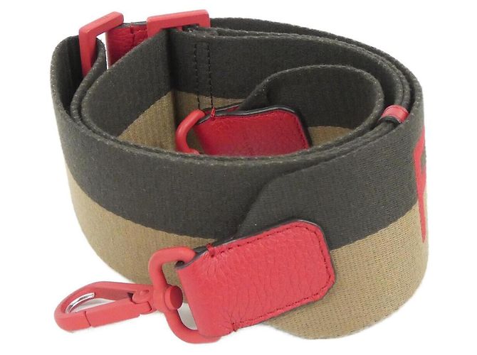Fendi Canvas and Leather Strap Brown Red