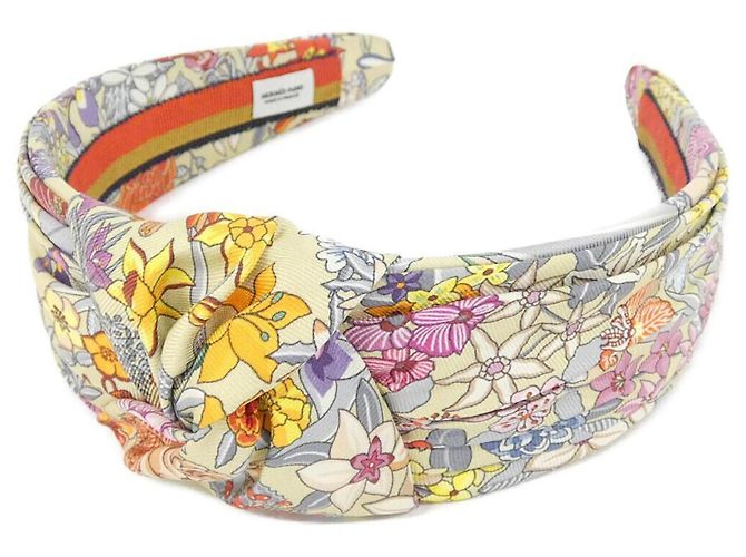 Hermès Banda de seda com nó Hermes BLOOM Bege
