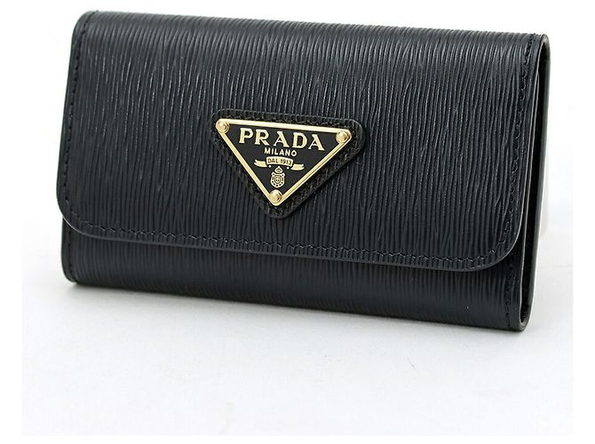 Prada Triangle Key Case Black