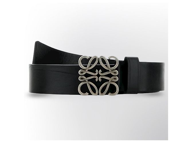 Cinturón Anagram de Loewe en piel negra Negro
