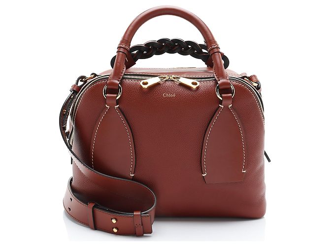 Chloé Chloe Leather Daria Medium Satchel Brown