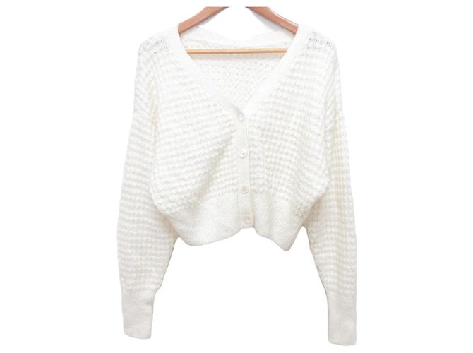 Autre Marque GRACE CONTINENTAL Kurze Strickjacke in Waffeloptik Weiß