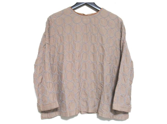 Autre Marque mina perhonen Blusa Pullover Tambourine in cotone e seta Marrone