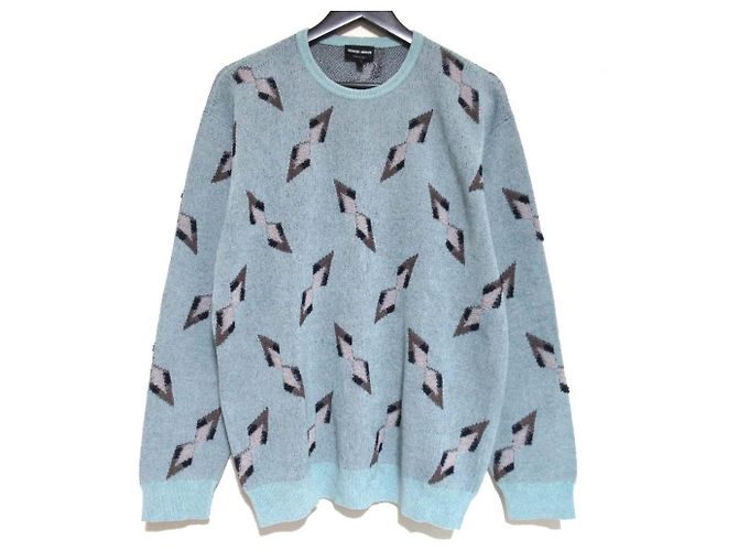 Giorgio Armani Jacquard-Strickpullover Blau Hellblau