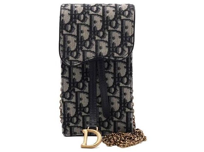 Dior Borsa a tracolla Oblique Saddle Vertical Pouch Mini con catena Blu