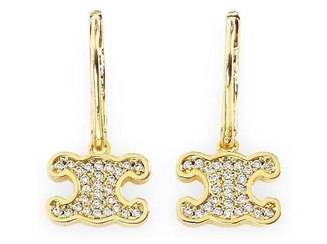 Céline Orecchini Triomphe con strass da donna (Gold) D'oro 