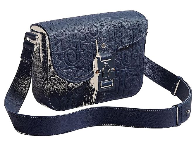Dior Borsa Messenger con patta Saddle Small Navy Blue Gravity Leather
