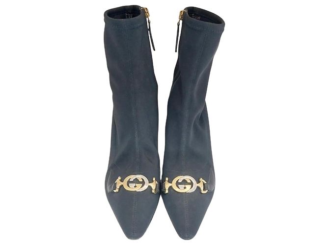 Gucci Zumi Mid-Heel Ankle Boots Black