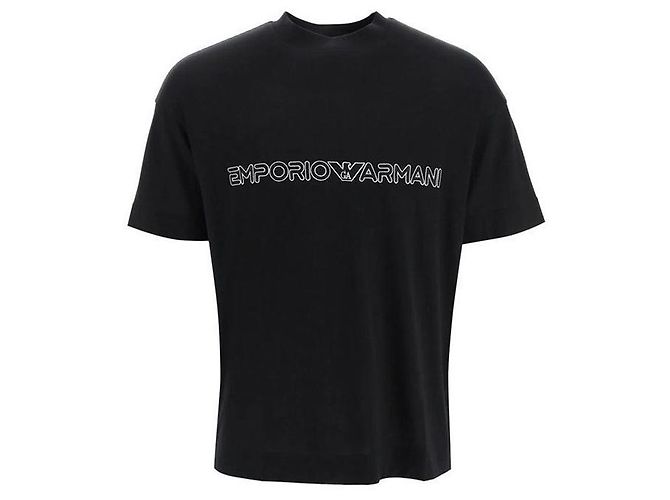 Armani T-Shirt mit besticktem Logo Schwarz