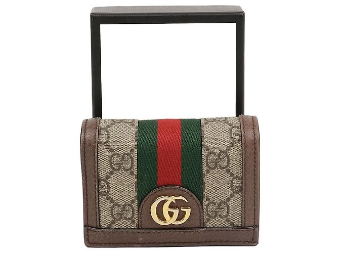 Gucci Tarjetero Ophidia GG Marrón Castaño