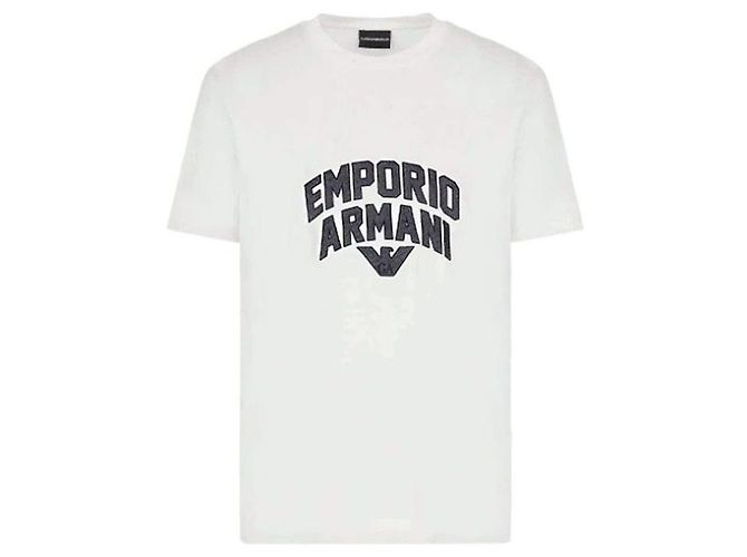 Armani T-Shirt mit besticktem Logo Weiß