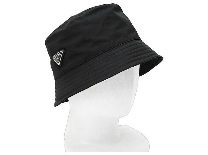 Prada Re-Nylon Triangle Bucket Hat Black