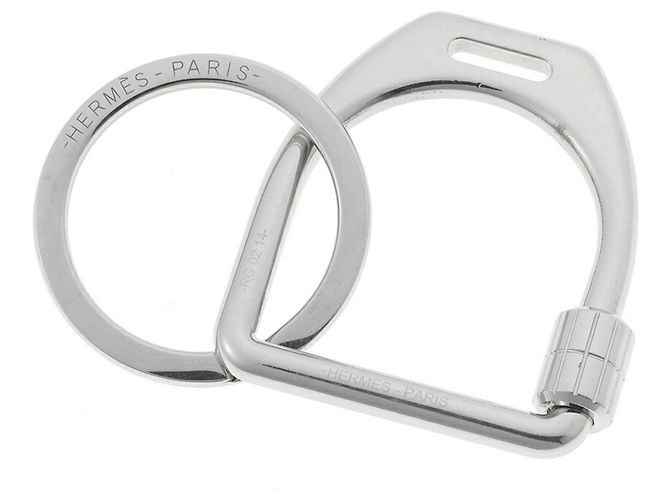 Hermès Hermes Silver Etrier Keyring Silvery