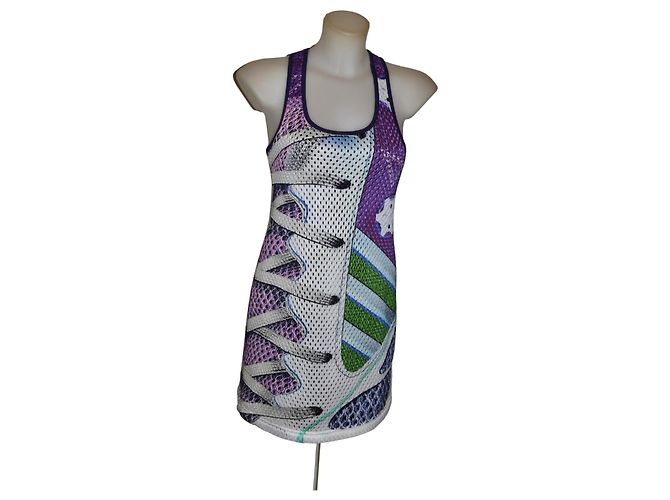 Adidas by Mary Katrantzou Kleid Weiß Blau Grün Lila