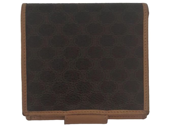 Céline Celine Cartera Triomphe Canvas Bi-fold Castaño